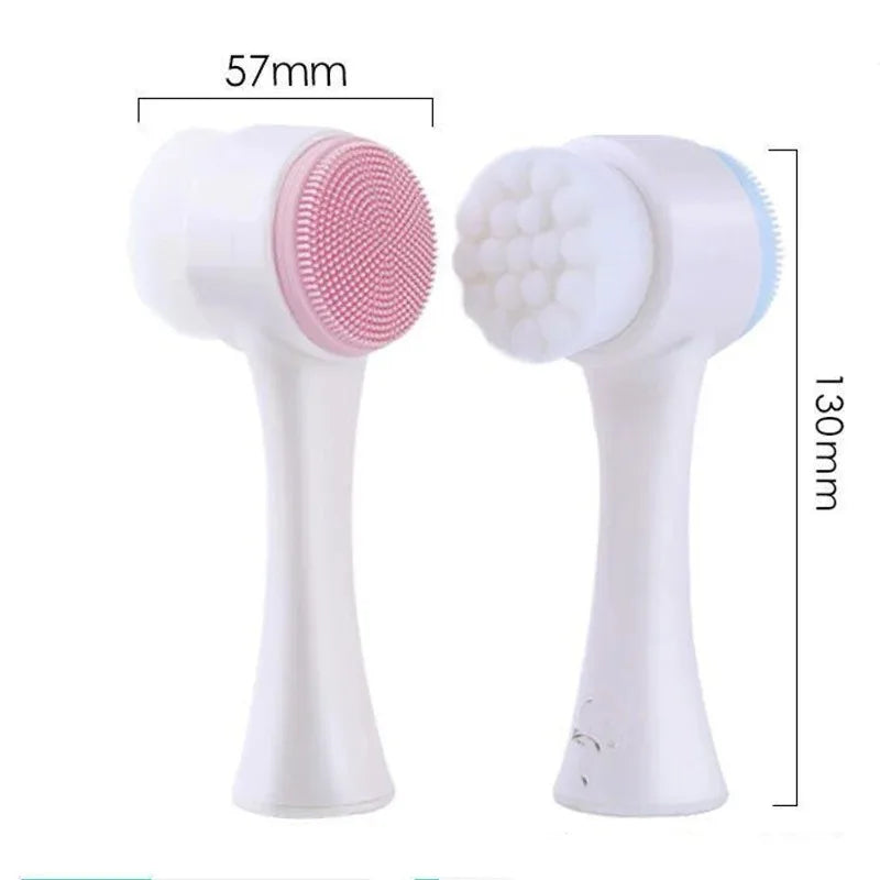 Double Sided Silicone Facial Cleansing Soft Manual Exfoliating Brush