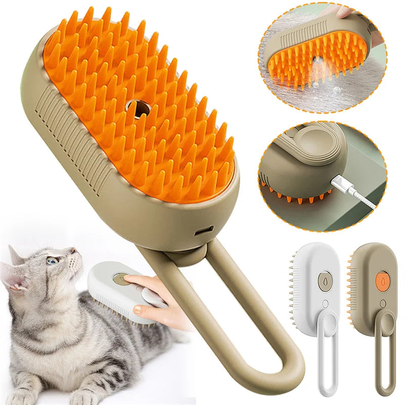FurMist 3-in-1 Steam Pet Brush – Deshedding, Detangling & Massaging for Cats and Dogs