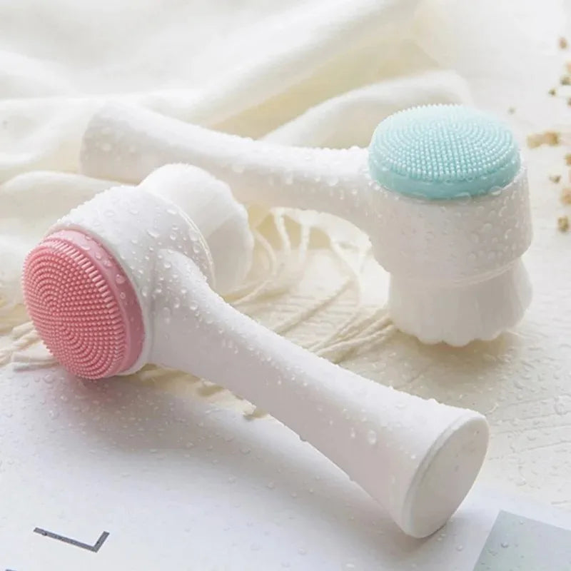 Double Sided Silicone Facial Cleansing Soft Manual Exfoliating Brush