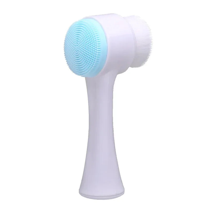 Double Sided Silicone Facial Cleansing Soft Manual Exfoliating Brush