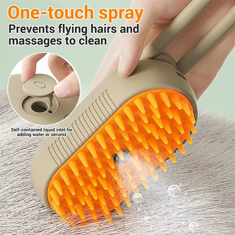 FurMist 3-in-1 Steam Pet Brush – Deshedding, Detangling & Massaging for Cats and Dogs