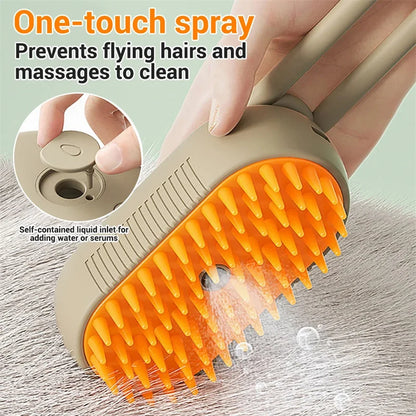FurMist 3-in-1 Steam Pet Brush – Deshedding, Detangling & Massaging for Cats and Dogs