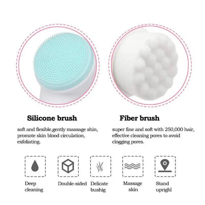 Double Sided Silicone Facial Cleansing Soft Manual Exfoliating Brush